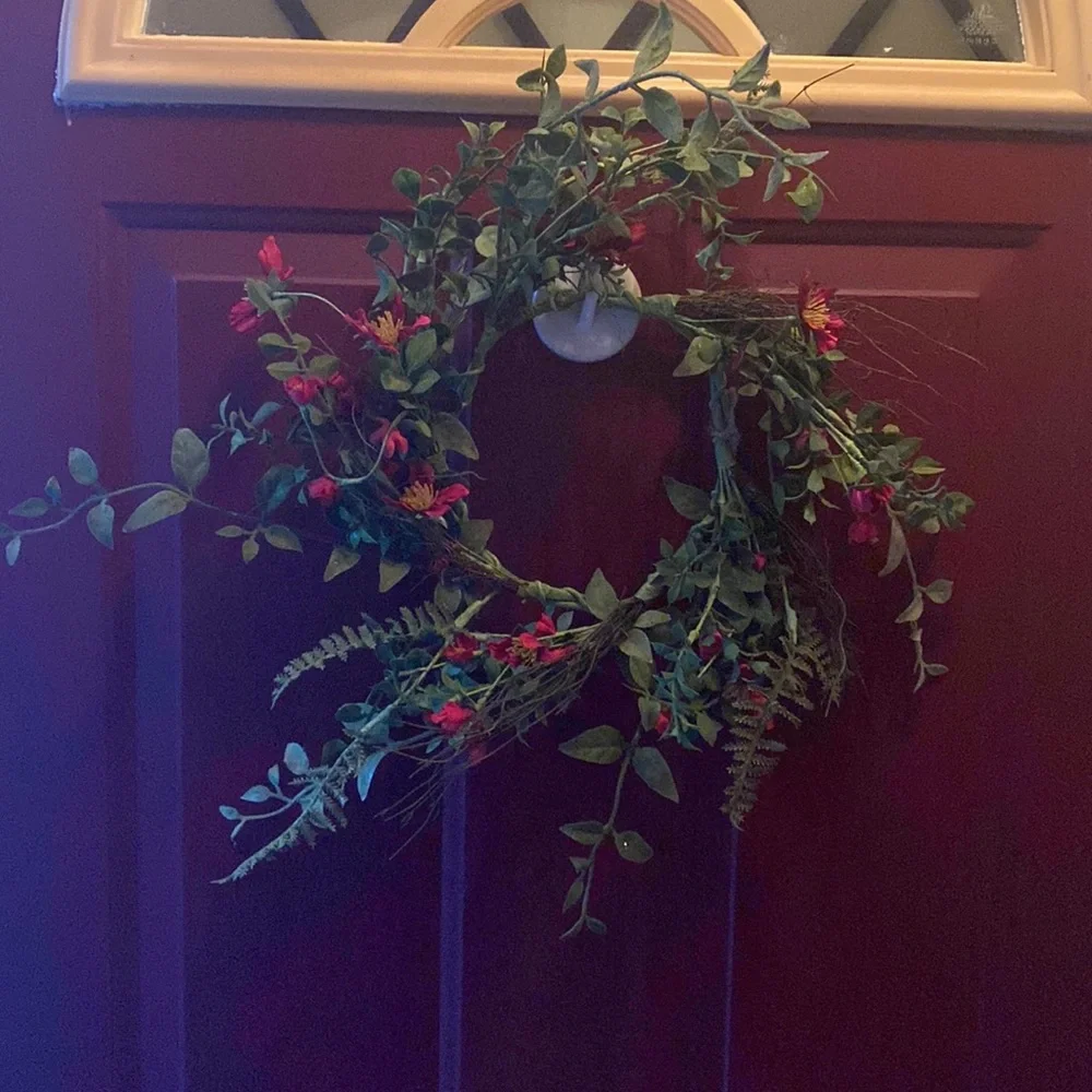 Greenery Wreath with Red Flowers